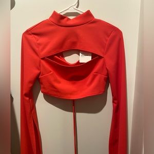 Cherry Mellow Knit Crop Top - Coral Size US S